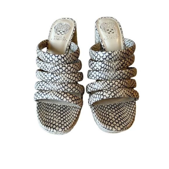 VINCE CAMUTO Women's Patrest Raffia Platform Mule Sandal Cream Size 7.5 - Picture 2 of 11